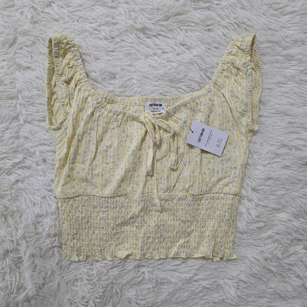 Cotton On Yellow Floral Crop Top NWT